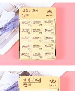 Macro view of boxed 4B soft erasers set for art students and professional sketching