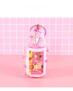 Pink foldable stationery set in a portable pouch with cute cartoon bear pattern