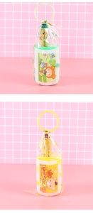 Detail view of portable kids stationery set with cartoon pencil holder and carry handle