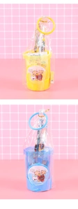 Detail of creative folding stationery set with pencil holder and ruler in plastic packaging