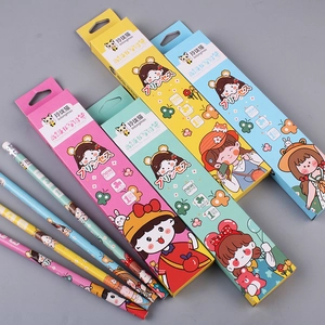 Cartoon HB Bleistiftset mit süßen Prinzessinnen-Motiven in vier bunten Geschenkkartons