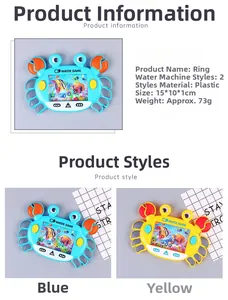Detail view of crab-shaped water ring game handheld toy with size and material specs