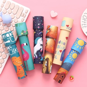 Kaléidoscope Magique Rotatif Jouet Optique Éducatif Pour Enfants Avec Papier Kraft Dessin Animé Et Lentille En Polystyrène