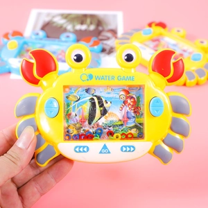 Classic crab-shaped handheld water ring game toy in bright yellow and red colors