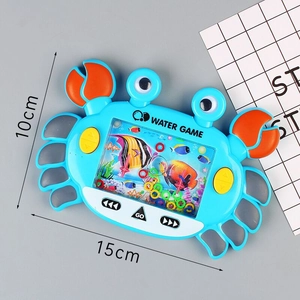 Crab shaped handheld water ring toss game toy in blue and orange for children