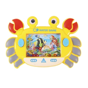 Classic crab-shaped handheld water ring game toy for children with yellow and red casing