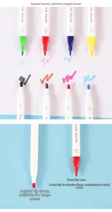 Close-up of dual-tip markers showing 6mm chisel and 1mm fine points with vibrant ink colors