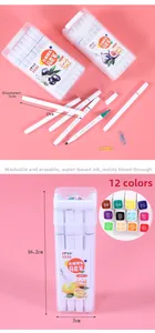 Washable dual-tip art markers in portable storage case for student drawing and sketching
