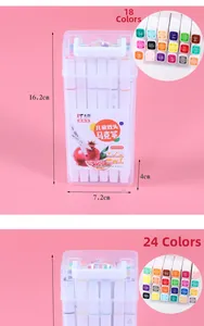 Dual-tip art markers in 18 and 24 color sets with clear portable storage cases