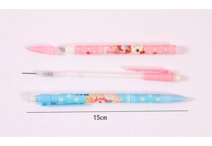 Detailed exploded view of 0.7mm cartoon mechanical pencil with internal components