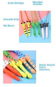 Close-up of polished wooden jump rope handle with smooth surface and eco-friendly finish