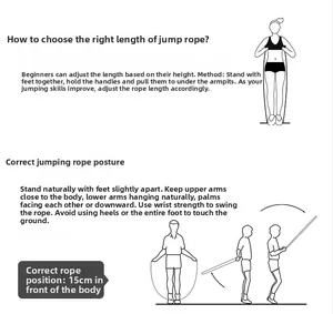 Instructional guide for adjusting animal wood jump rope length and correct posture