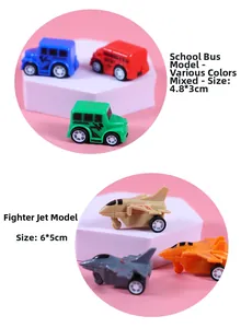 Mini voitures et avions à friction comprenant des bus scolaires et des jets de combat colorés