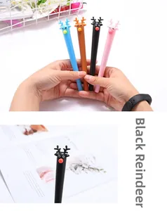 Détail de stylos gel rennes mignons en quatre couleurs avec oreilles 3D et pointe 0,5 mm