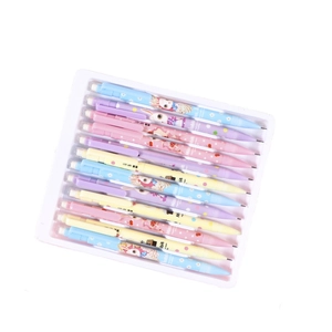 Pack of 12 cute cartoon mechanical pencils for students in assorted pastel colors