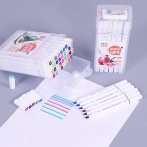 Washable Water Based Double Headed Markers And Portable Storage Box For Kids Art Painting Drawing Student Colorful Pens