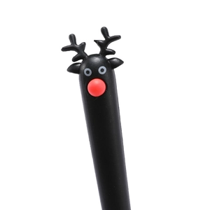 Stylo gel renne noir mignon avec nez rouge pour cadeau de Noël de papeterie scolaire