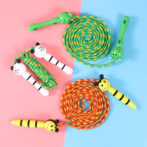 Kids Jump Rope Cartoon Animal Wooden Handle Braided Fitness Training Exercise Cute Lightweight For Students Girls Boys