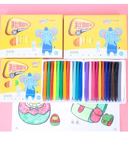 Detailed set of 12 and 36 washable triangular crayons with smooth texture and cartoon packaging