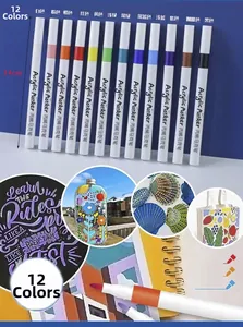 Détail de 12 marqueurs acryliques pour dessin DIY sur pierre, toile et céramique