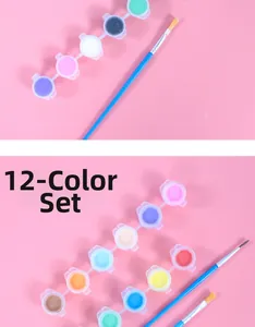 12-color acrylic paint set with 2 brushes for kids DIY crafts and creative painting