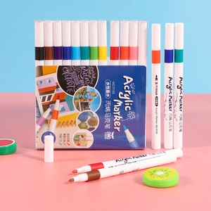 Lot de 12 marqueurs acryliques pour peinture DIY sur céramique et papier à base d'eau