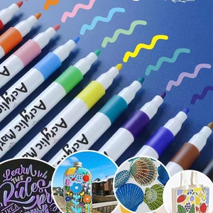 Lot de 12 marqueurs acryliques pour peinture DIY sur céramique verre et toile