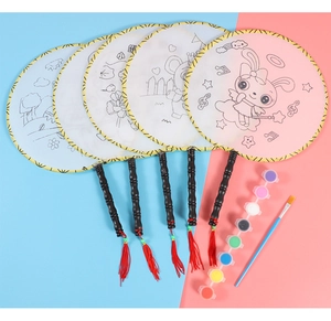 Kit peinture DIY pour enfants avec 5 éventails, 8 pigments colorés et pinceau