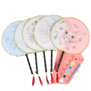Set d'éventails DIY pour enfants avec 5 modèles, 6 couleurs de peinture et pinceau