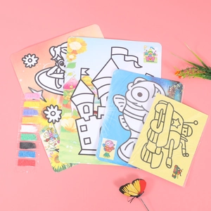 Kids DIY Sand Painting Kit With Drawing Cards And Colored Sand Cartoon Pattern Educational Art Craft Toy For Kindergarten