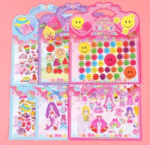 3D gold foil embossed bubble stickers for kids featuring fruit and smiley face patterns