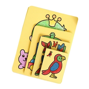 DIY colorful sand painting art kit with four sizes of cartoon cards for kids creative play