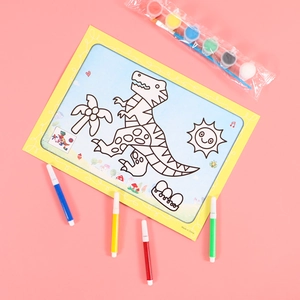 Set pittura fai-da-te per bambini con dinosauro, acquerelli e pennarelli per arte creativa