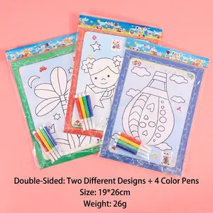 Set pittura fai-da-te per bambini con carte a doppia faccia e 4 penne colorate