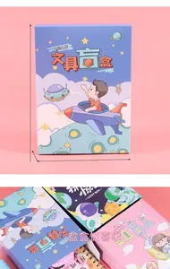 Detailed view of Starry Sky Stationery Blind Box packaging with astronaut motifs and dimensions