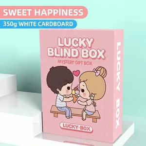 Rosa Cartoon Mystery Geschenkbox Schreibset aus hochwertigem 350g weißem Karton