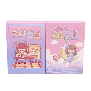 Cute stationery blind box set in pink and purple anime style designs for student gifts