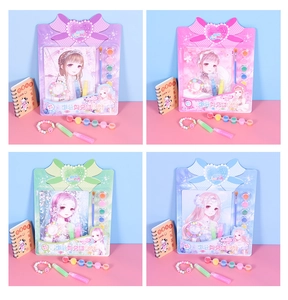 Kit d'art pailleté DIY pour enfants avec quatre thèmes de filles et palette acrylique