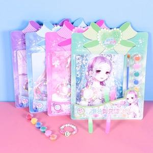 Kit de Peinture Pailletée Maquillage DIY Motif Fille Anime Art de Coloriage Fait Main Avec Peintures Pinceau Gel Pailleté Bracelet Enfants
