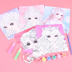 Kit de coloriage DIY princesse avec peintures acryliques et dessins animés manga