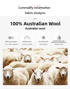 Detail showing 100% Australian wool material features including softness and warmth