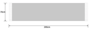 Guide des dimensions détaillées pour l'écharpe grise de 200x70cm avec des franges