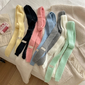 Sciarpa Lunga Sottile in Maglia Morbida per Donna Scaldacollo in Peluche Sottile Color Caramella Coreana per Autunno Inverno
