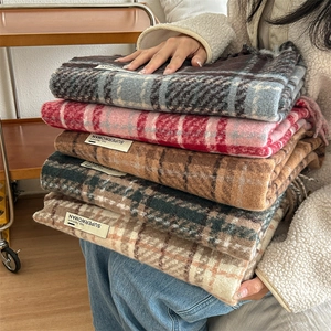 Sciarpa Invernale Calda A Quadri Con Nappine Per Donna Morbida Pashmina In Poliestere Scialle Classico Motivo A Reticolo