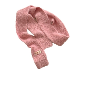 Sciarpa di peluche rosa stile pelliccia di coniglio con etichetta, calda e morbida