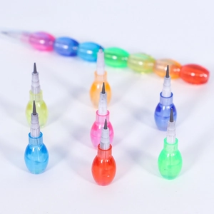 Colorful stackable bullet pencils for children with translucent multi-color building blocks