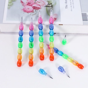 Rainbow Stackable Pencils Non-Sharpening Multi-Point Sectional Colored Plastic Stationery For Students Kids Drawing