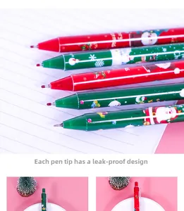 Detail of Christmas gel pen tips featuring leak-proof protective design for smooth writing