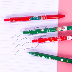 Set of 4 Christmas retractable 0.5mm gel pens with festive Santa and reindeer designs