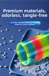 Macro detail of multi-color rainbow spring toy made of eco-friendly ABS plastic